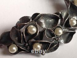 Vintage 925 Sterling Silver Women's Jewelry Stylish Leaves Bracelet 14.32 gr