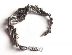 Vintage 925 Sterling Silver Women's Jewelry Stylish Leaves Bracelet 14.32 gr