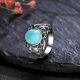 Vintage 925 Sterling Silver Women's Ring With 10x12mm Natural Turquoise (size 8)