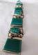Vintage 925 Taxco Sterling Silver Green Onyx Panel Bracelet 8 Craftsman Ship
