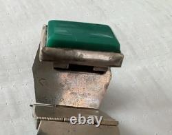 Vintage 925 Taxco Sterling Silver Green Onyx Panel Bracelet 8 Craftsman ship