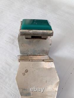 Vintage 925 Taxco Sterling Silver Green Onyx Panel Bracelet 8 Craftsman ship