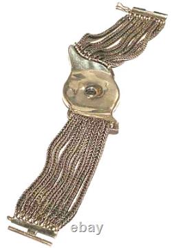 Vintage 950 Sterling Silver Artisan Modernist Sculpture Statement Clasp Bracelet