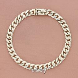 Vintage 950 sterling silver mens 8mm cuban chain bracelet size 8.5in
