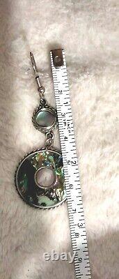 Vintage Abalone Sterling Silver Mexico dangle Earrings