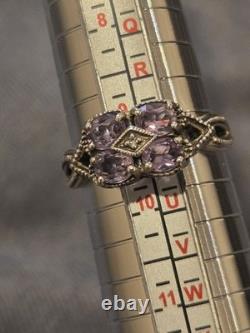 Vintage Amethyst And Sterling Silver Marcasite Woman's Ring Size 9