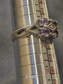Vintage Amethyst And Sterling Silver Marcasite Woman's Ring Size 9