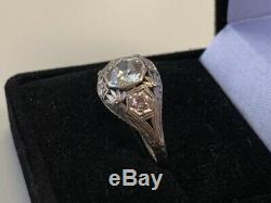 Vintage & Antique Art Deco Antique Fine Ring 14k White Gold Finish 2 Ct Diamond