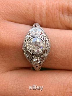 Vintage & Antique Art Deco Antique Fine Ring 14k White Gold Finish 2 Ct Diamond