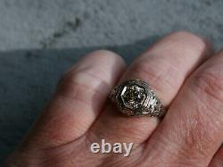 Vintage & Antique Art Deco Edwardian Ring 14k White Gold Over 2 Ct Round Diamond