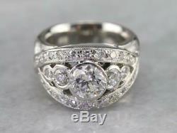 Vintage & Antique Art Deco Engagement Ring 4Ct Round Diamond 14k White Gold Over