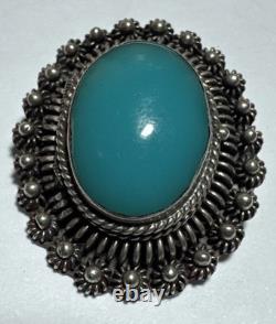 Vintage Antique Onyx Sterling Silver Pill Box Necklace Designer Signed