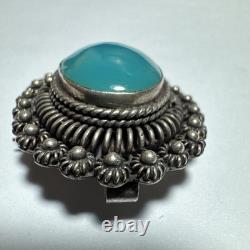 Vintage Antique Onyx Sterling Silver Pill Box Necklace Designer Signed