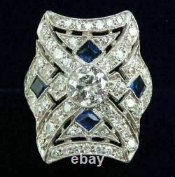 Vintage Antique Retro Art Deco Wedding Ring 14k White Gold Over 3.11 Ct Diamond