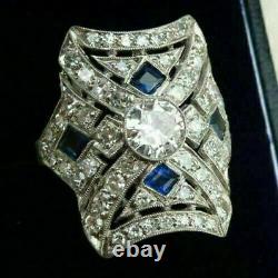 Vintage Antique Retro Art Deco Wedding Ring 14k White Gold Over 3.11 Ct Diamond