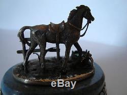 Vintage Antique Russian Silver 84 Enamel Horse Figurine Marble Maker At