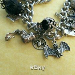 Vintage Antique Sterling Silver Charm Bracelet Halloween Nuvo Chim James Avery