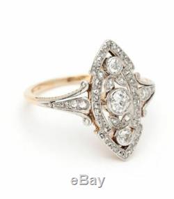 Vintage Art Deco 1.14Ct Antique Engagement Ring Circa 1920's 14k White Gold Over