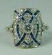 Vintage Art Deco 1.25ct Round Diamond Sapphire Wedding Ring 14k White Gold Fn