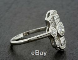 Vintage Art Deco 1.35Ct Bezel Diamond 14K White Gold Over 1895s Engagement Ring