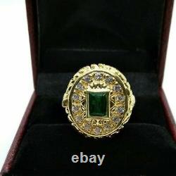 Vintage Art Deco 1.6Ct Emerald Poison Locket Engagement Ring 14K YellowGold Over