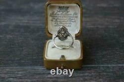 Vintage Art Deco 14k White Gold Over Engagement Wedding Ring 2 Ct Round Diamond