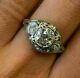 Vintage Art Deco 2.10 Ct Round Diamond 14k White Gold Fn Engagement Wedding Ring