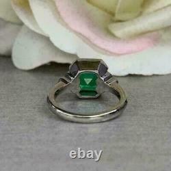 Vintage Art Deco 2.4Ct Asscher Green Emerald Engagement 14K White Gold Over Ring