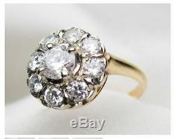 Vintage Art Deco 2.88 ct White Round Diamond Antique Engagement Wedding Ring