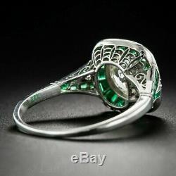 Vintage Art Deco 2.8Ct Round Antique Engagement Wedding Ring 14k White Gold Over
