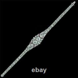 Vintage Art Deco 2Ct Twin Diamond Fine Bracelet 925 Sterling Silver