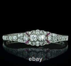 Vintage Art Deco 2Ct Twin Diamond Fine Bracelet 925 Sterling Silver