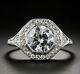 Vintage Art Deco 3.00ct White Round Diamond Engagement Ring 14k White Gold Over
