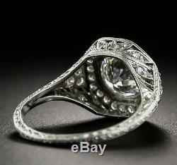 Vintage Art Deco 3.00Ct White Round Diamond Engagement Ring 14K White Gold Over