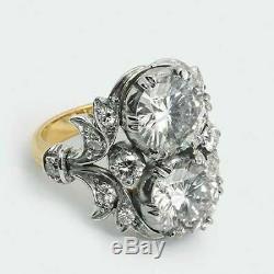 Vintage Art Deco 3.20 ct Round Cut Diamond Antique Engagement Wedding Ring 65