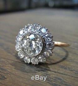 Vintage Art Deco 3.20 ct Round Cut Diamond Antique Engagement Wedding Ring RDJ