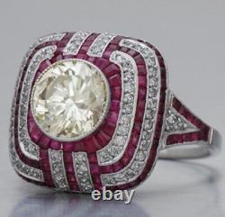 Vintage Art Deco 3.95 CT Off White Moissanite 925 Sterling Silver Wedding Ring