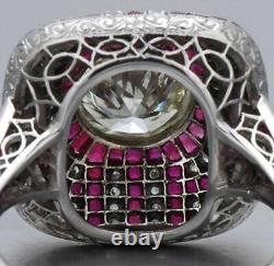 Vintage Art Deco 3.95 CT Off White Moissanite 925 Sterling Silver Wedding Ring