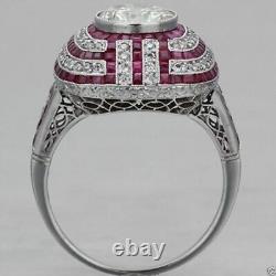 Vintage Art Deco 3.95 CT Off White Moissanite 925 Sterling Silver Wedding Ring