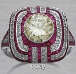 Vintage Art Deco 3.95 CT Off White Moissanite 925 Sterling Silver Wedding Ring