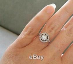 Vintage Art Deco Antique Ring 2.1 Ct Bezel Set Round Diamond 925 Sterling Silver