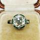 Vintage Art Deco Engagement Antique 14k White Gold Finish 2ct Halo Diamond Ring