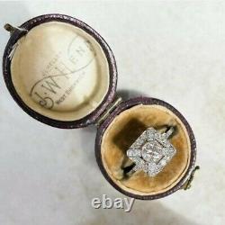 Vintage Art Deco Engagement Mid Century Ring 2.1 Ct Diamond 14K White Gold Over