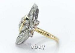 Vintage Art Deco Engagement Ring 2 Ct Cushion Cut Diamond 14K White Gold Over
