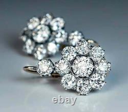 Vintage Art Deco Engagement Wedding Earrings 14K White Gold Over 5.87 Ct Diamond