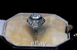 Vintage Art Deco Engagement Wedding Ring 1.9Ct Round Diamond 14K White Gold Over
