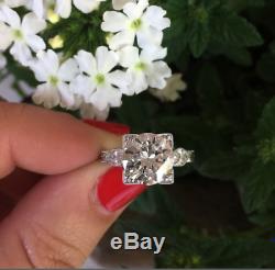 Vintage Art Deco Engagement Wedding Ring 14k White Gold Over 3.5Ct Round Diamond
