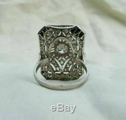 Vintage Art Deco Engagement Wedding Ring 3.20Ct VVS1 Diamond 14k White Gold Over