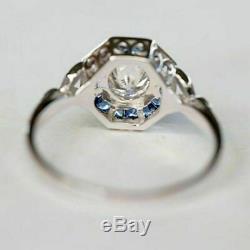 Vintage Art Deco Retro 2.68 Ct Diamond 14k White Gold Over Engagement Ring