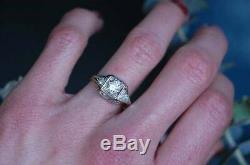 Vintage Art Deco Retro 2.68 Ct Diamond 14k White Gold Over Engagement Ring